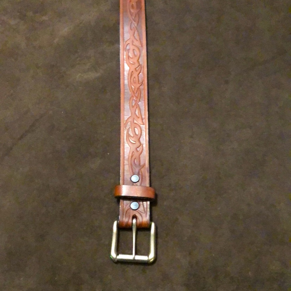 R.G. BullCo Full Grain Celtic Fire Belt. Brown. 36